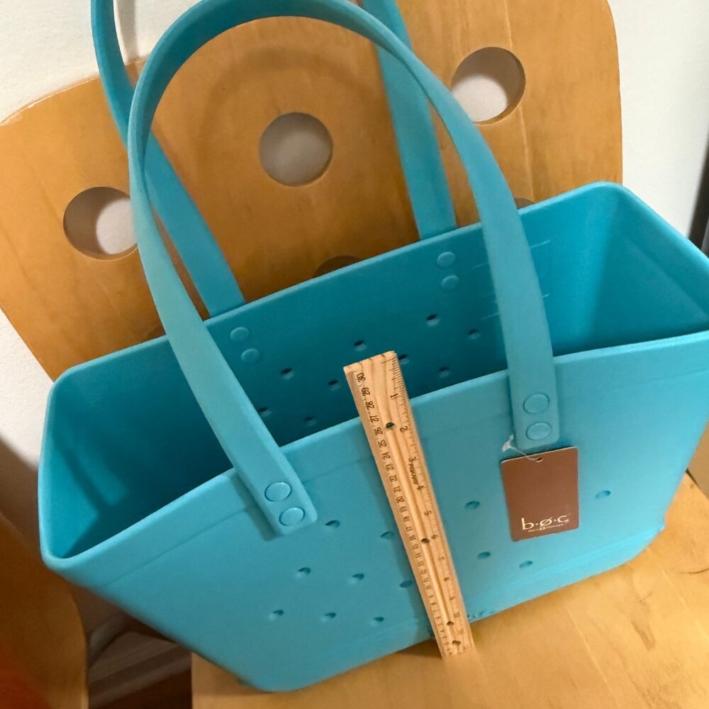BOC Brand EVA Aqua Blue Beach Tote Bag Holes New With Tag Roomy - Picture 4 of 9